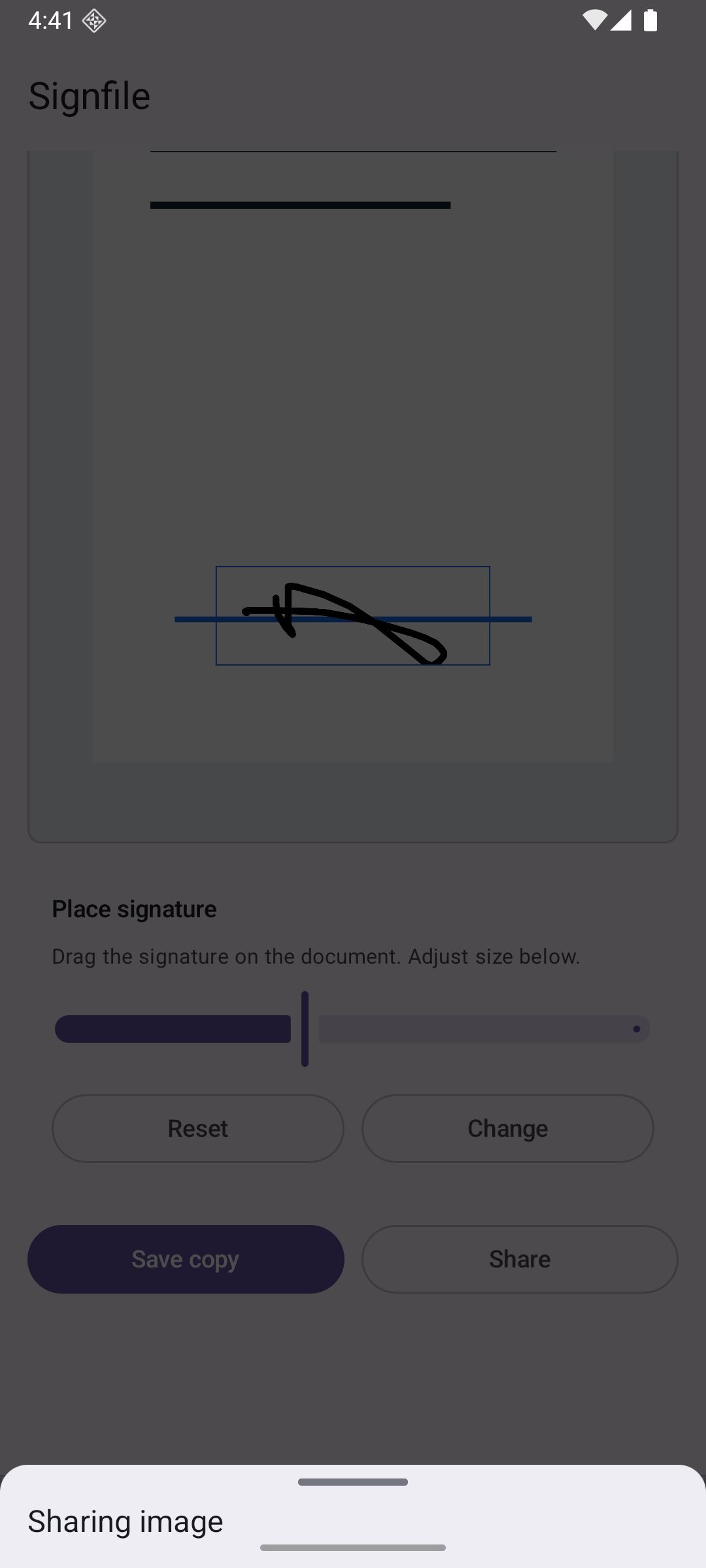 Android share sheet after exporting a signed file